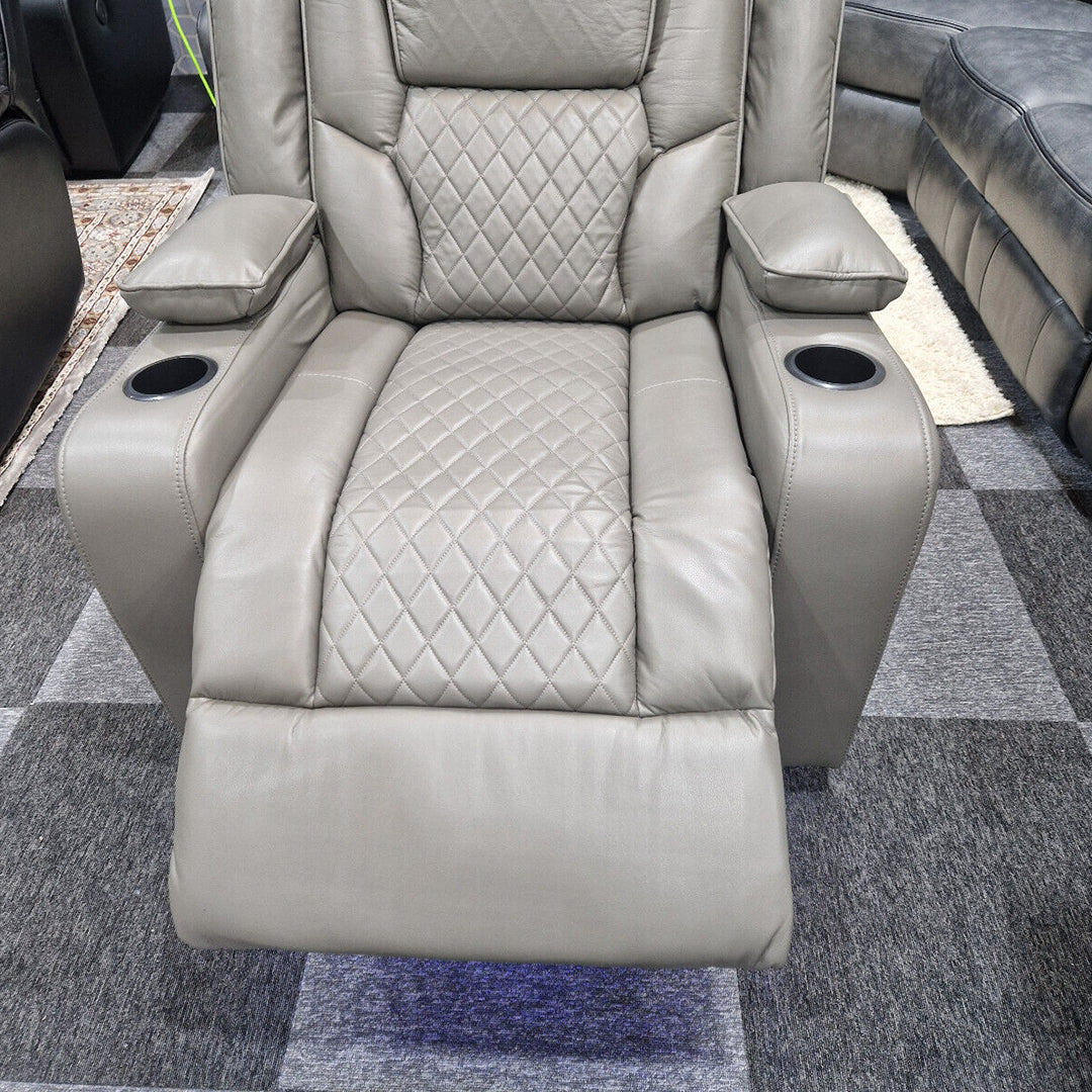 Orlando 3+2 Electric Recliner Sofa Set Grey Leather