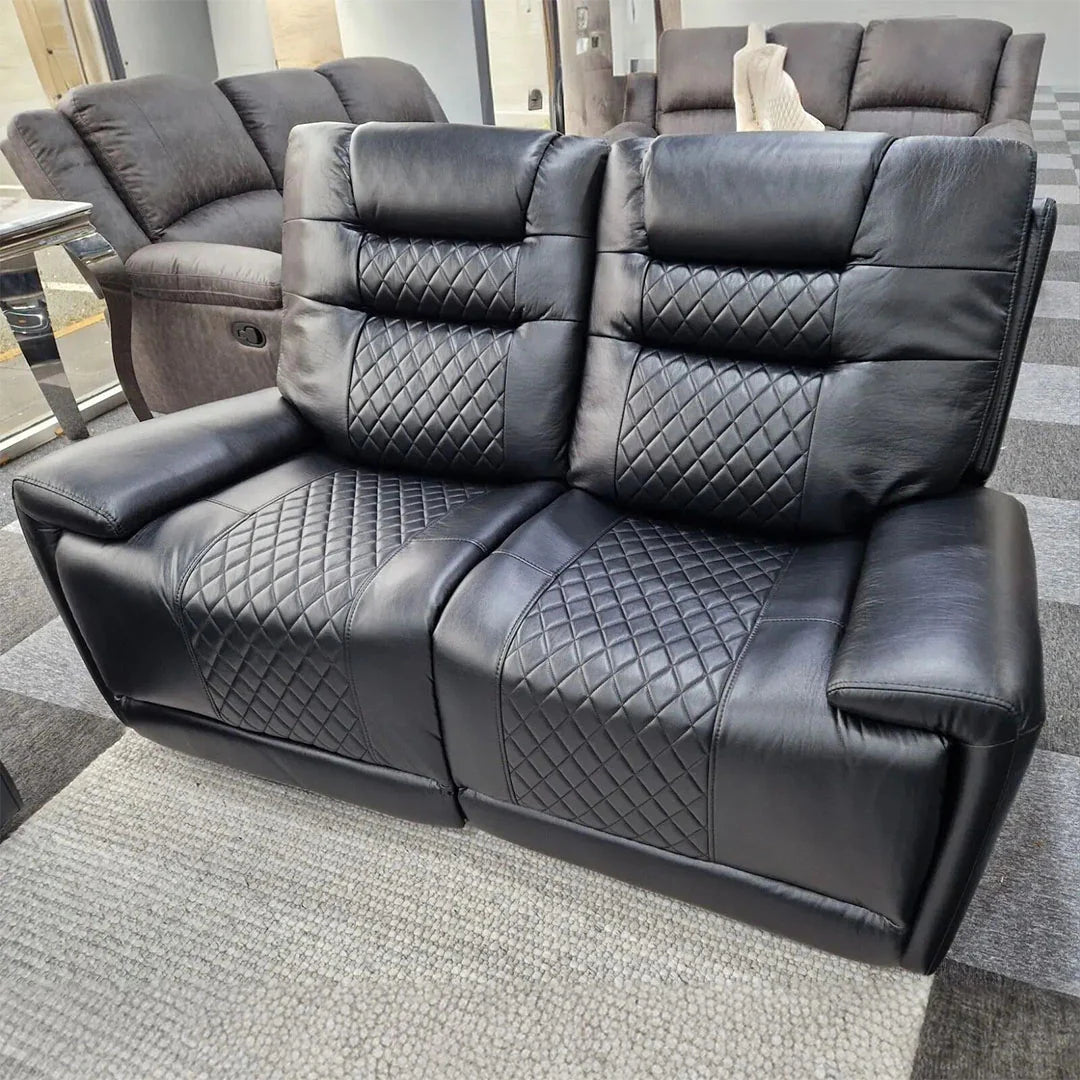 Halifax 3+2 Electric Massager Recliner Sofa Set Black Leather