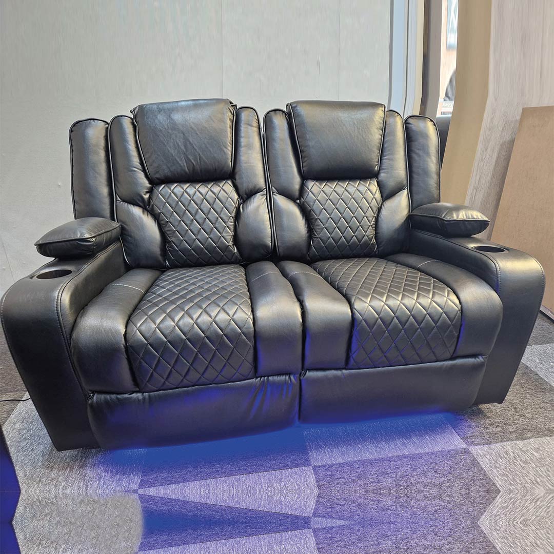 Orlando 3+2 Electric Recliner Sofa Set Black Leather