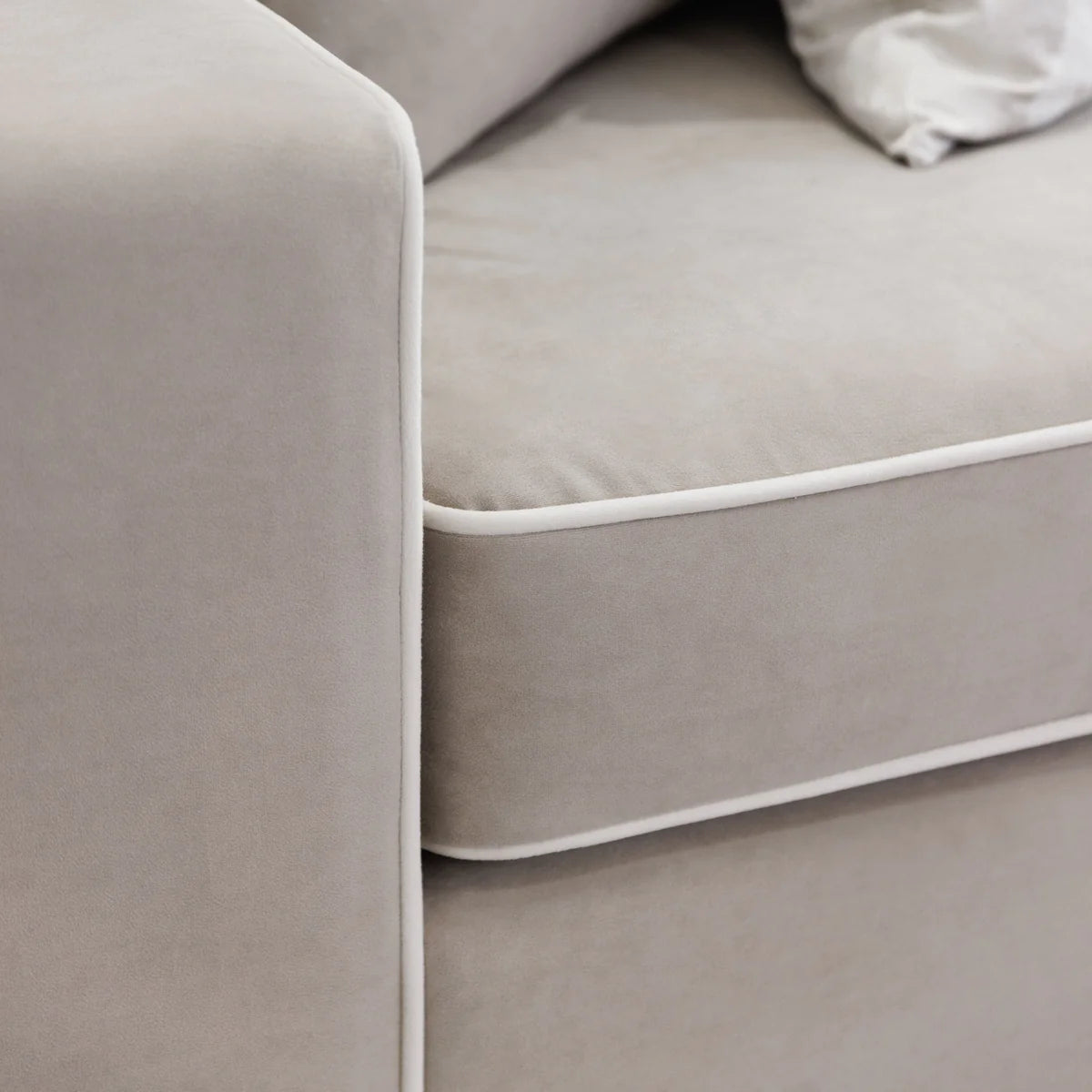 Olivia Mink Premium Sofa With Cream Piping